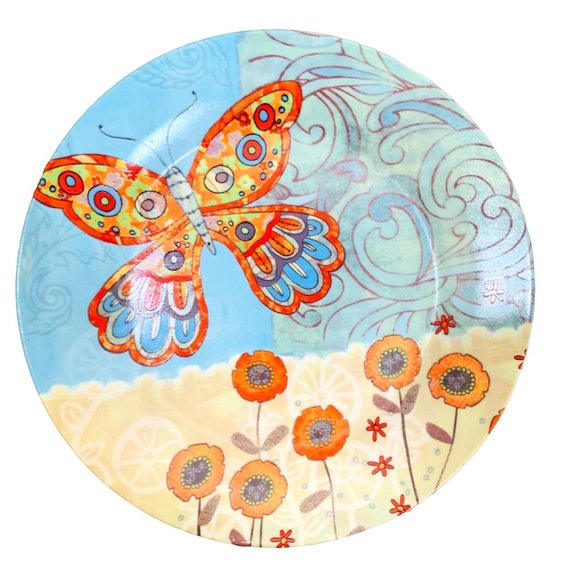 Tii Spring Luncheon Birds Butterfly Set of 4 Mugs Dessert Plates Brunch Boxed - Picture 5 of 14